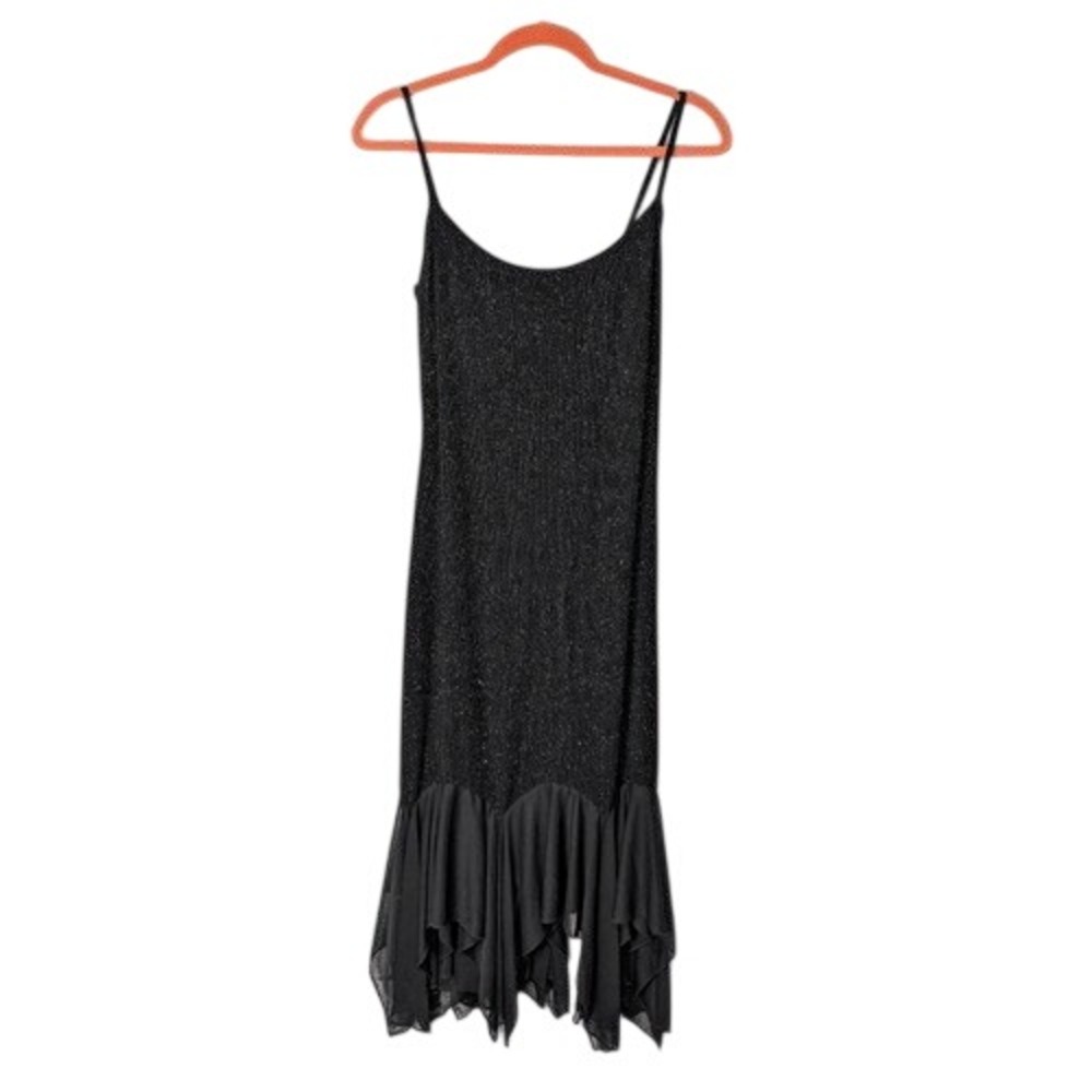 Onyx nite Y2K black Cocktail Sparkly Spaghetti Strap whimsigoth Fairy Dress Shee